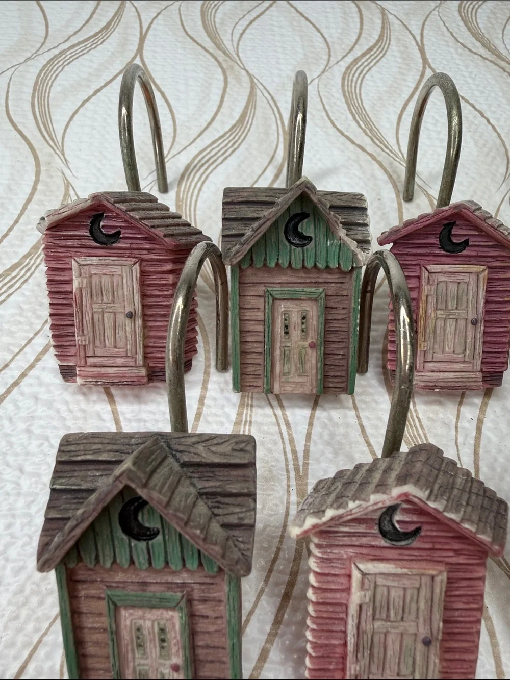 Rustic Outhouse Shower Curtain Hooks Cabin Bathroom Decor